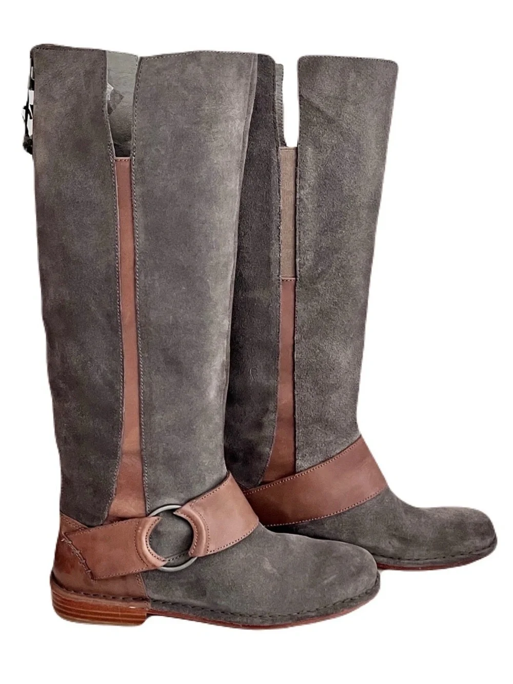 Olukai Grey Suede ‘Holo Lio’ Riding Boots, Size 7.5
